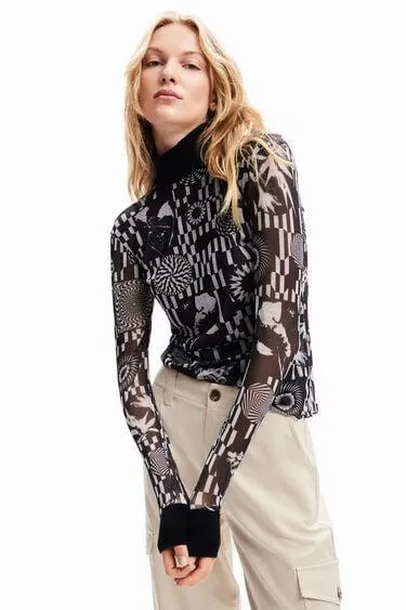 Slim tulle psychedelic T-shirt