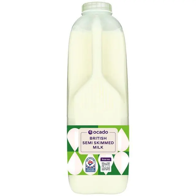 Ocado British Semi Skimmed Milk 2 Pints