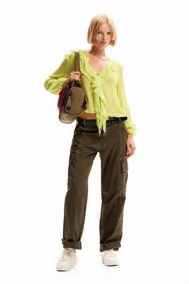 Ruffle tie blouse