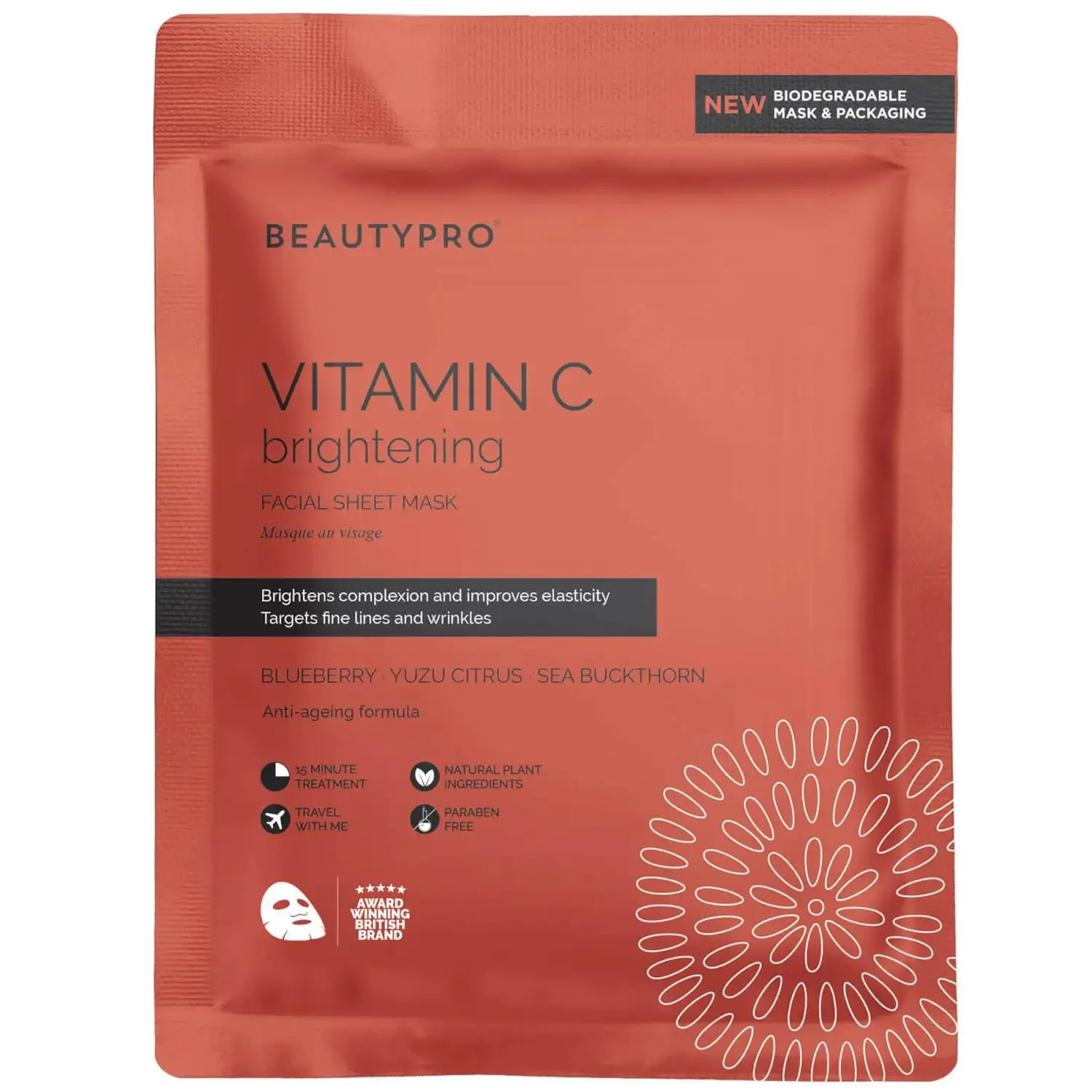 BeautyPro Brightening Collagen Sheet Mask with Vitamin C