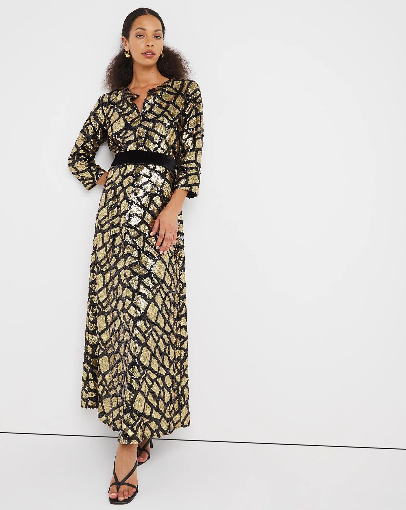 Animal Sequin Maxi Dress