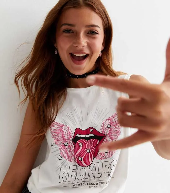 KIDS ONLY White Reckless Logo Tie Front Vest