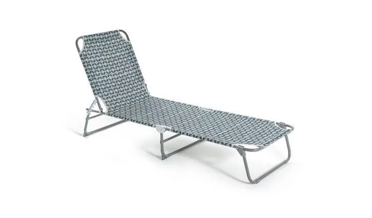 Habitat Folding Metal Sun Lounger - Grey