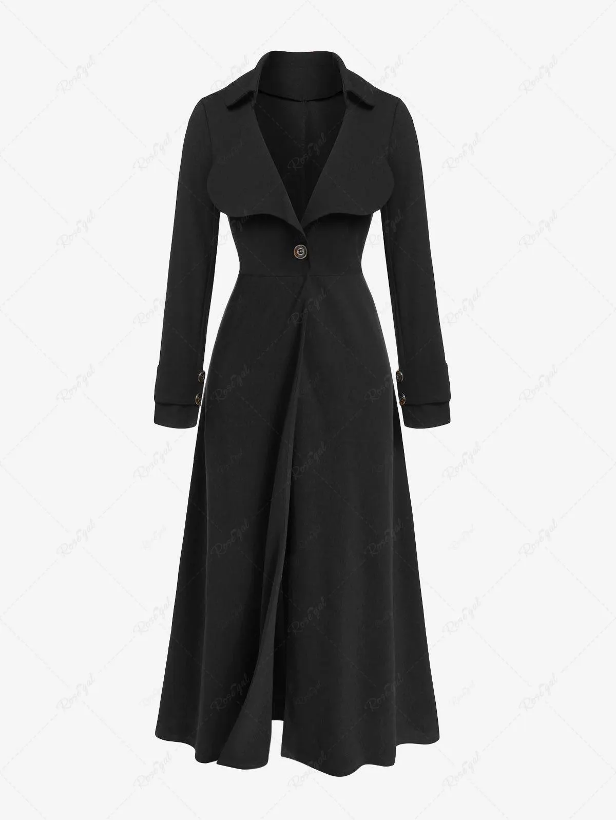 Plus Size Mock Button Turn Down Collar Maxi Coat - 4x | Us 26-28