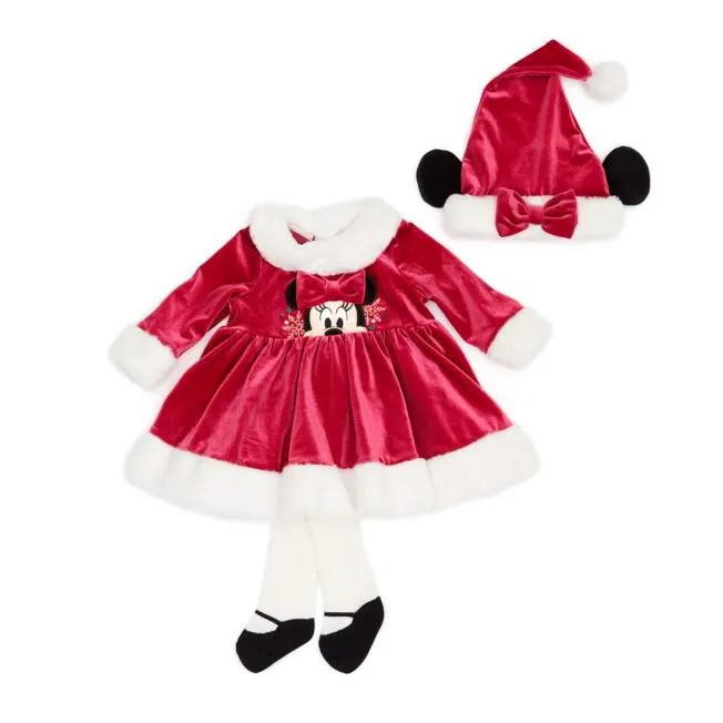 Minnie Mouse Christmas Baby Dress and Tights Set