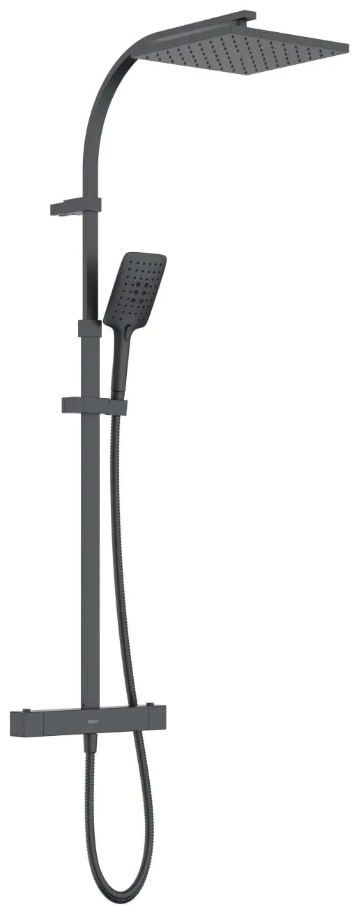 Bristan Quadrato Safe Touch Thermostatic Rigid Riser Bar Mixer Shower Pack - Matt Black