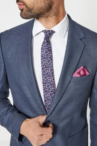 Slim Ditsy Floral Tie With Square