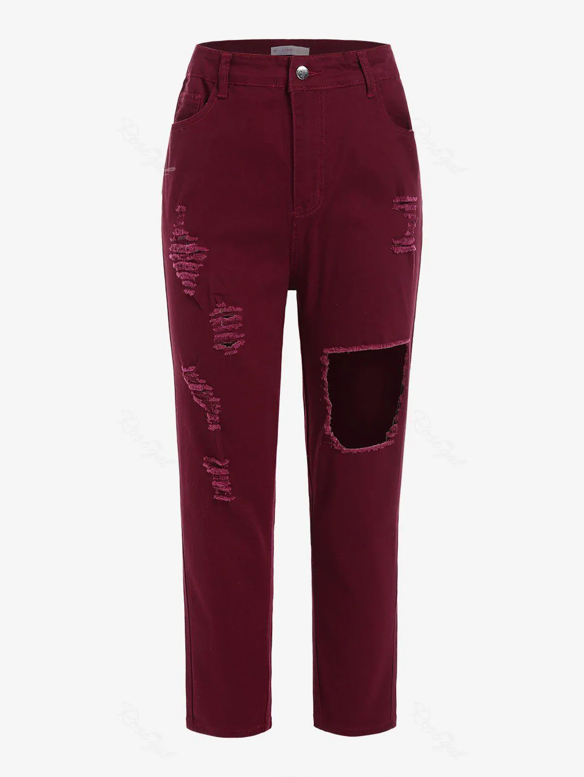 Plus Size High Rise Destroyed Ripped Colored Jeans - 4x