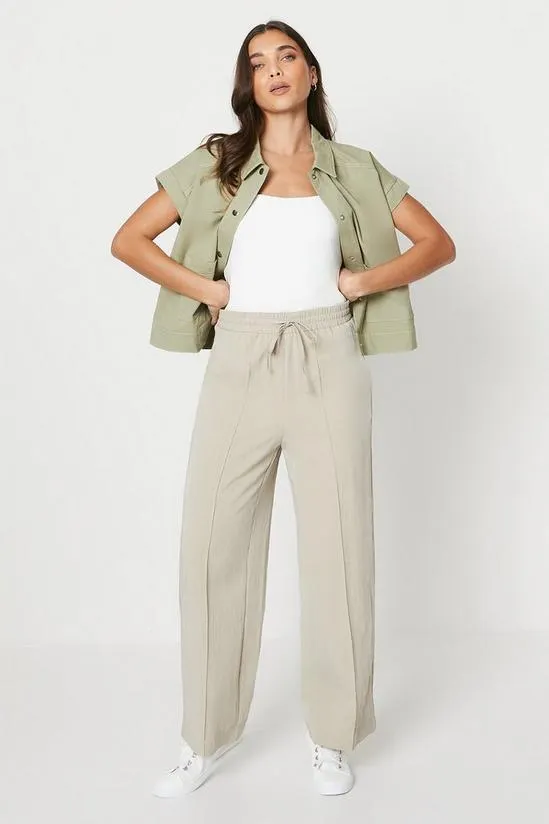 Petite Twill Drawstring Waist Trouser