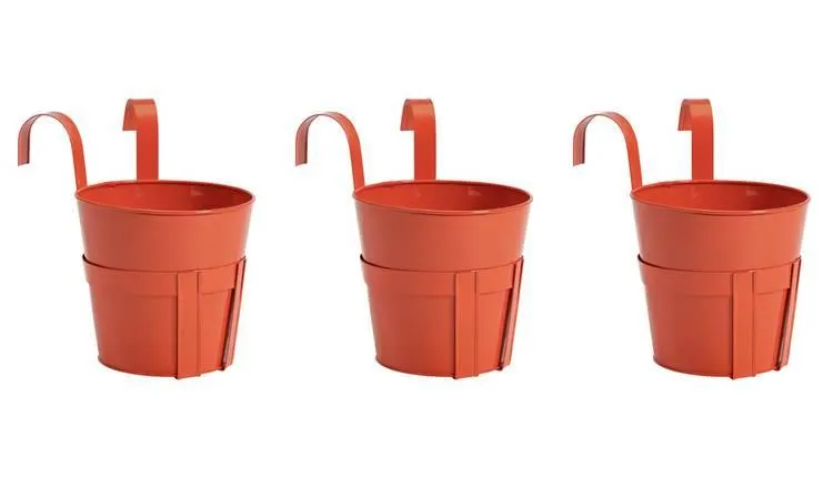 Garden by Sainsbury's Red Metal Balcony Planters-Set of 3