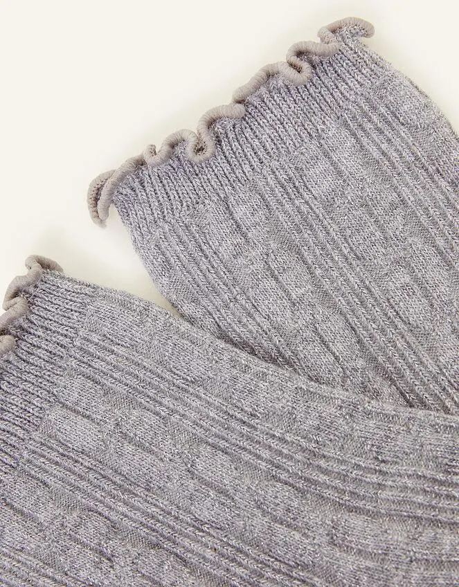 Sparkle Cable Crop Socks Grey