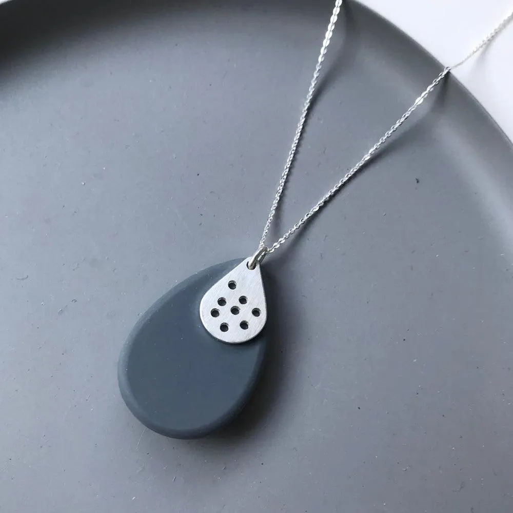 Grey Drilled Pebble Pendant