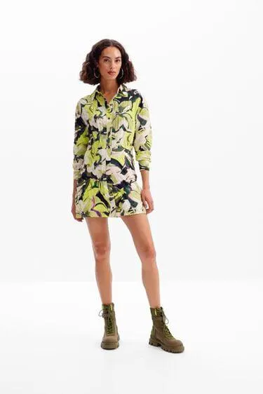 Short floral shirt dress