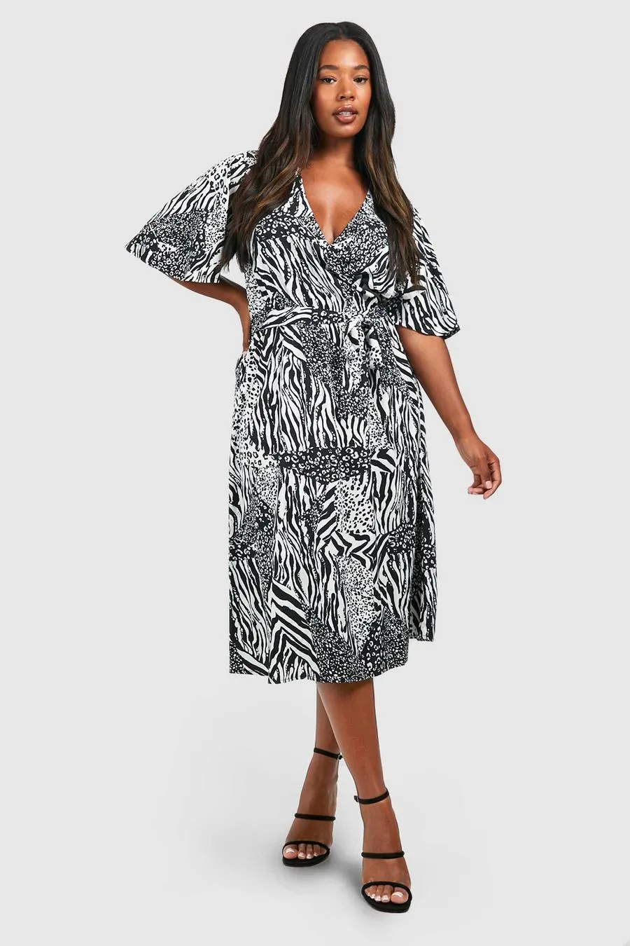 Plus Mixed Animal Print Midi Dress