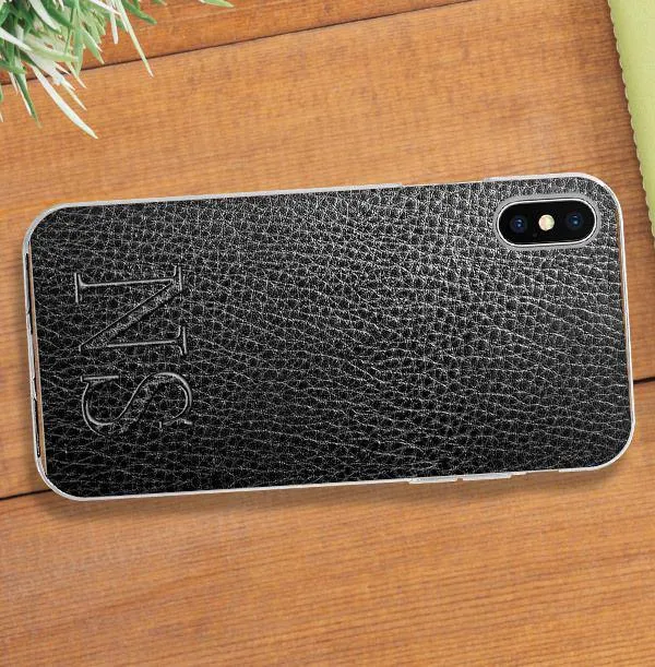 Leather Effect Initials iPhone Case