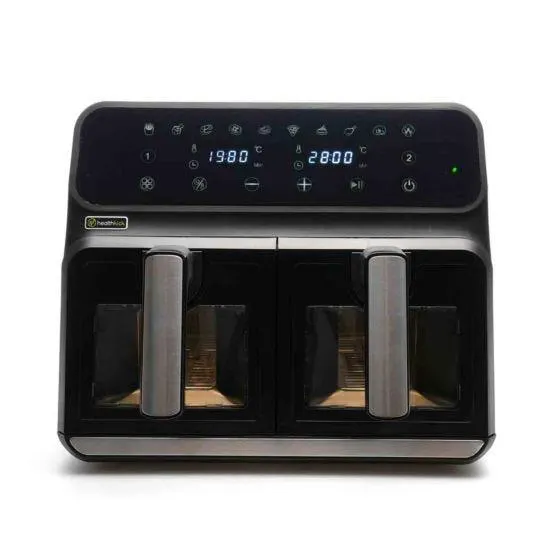 Health Kick 8Ltr Digi-touch Dual Zone Windowed Air Fryer - Black