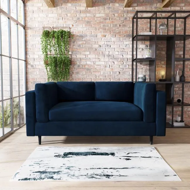 Navy Velvet 2 Seater Sofa in a Box - Frankie