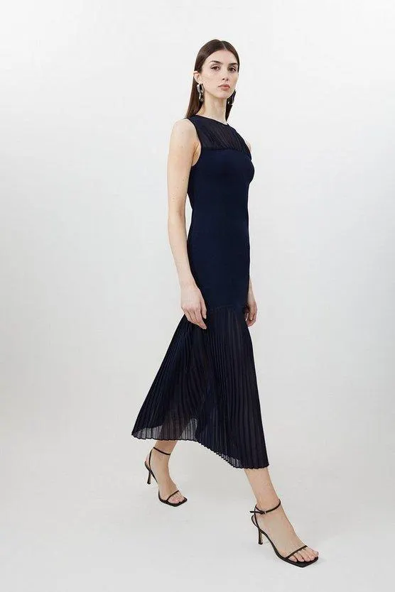 Figure Form Woven Bandage Mix Dress