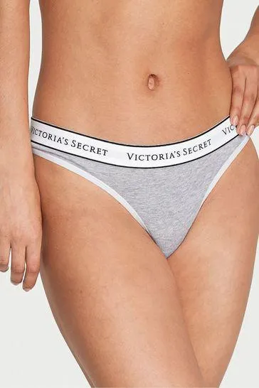 Stretch Cotton Logo Thong Knickers