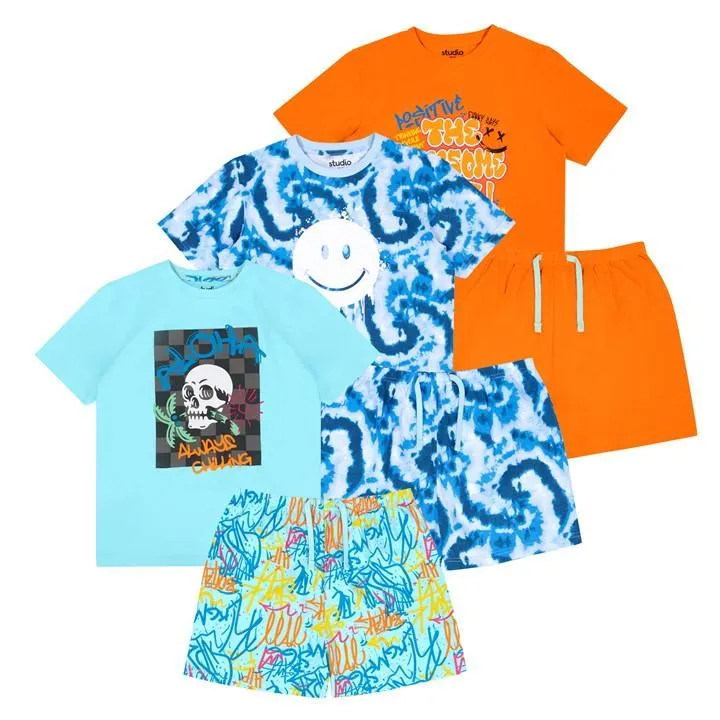 Older Boys 3 Pack Tie Dye Shortie Pyjamas