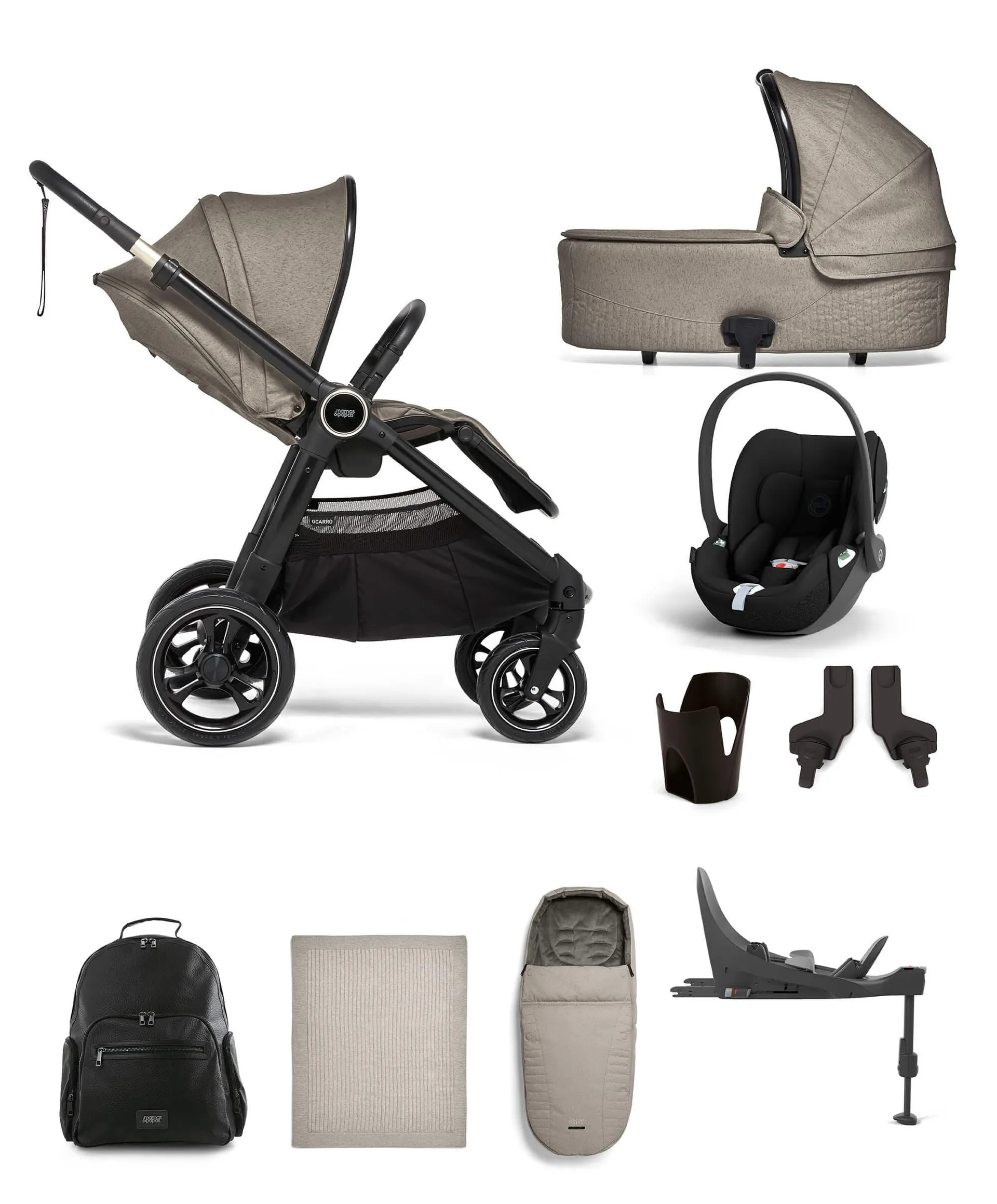 Ocarro 9 Piece Complete Bundle Including Cloud T Car Seat and Base in Nocturn