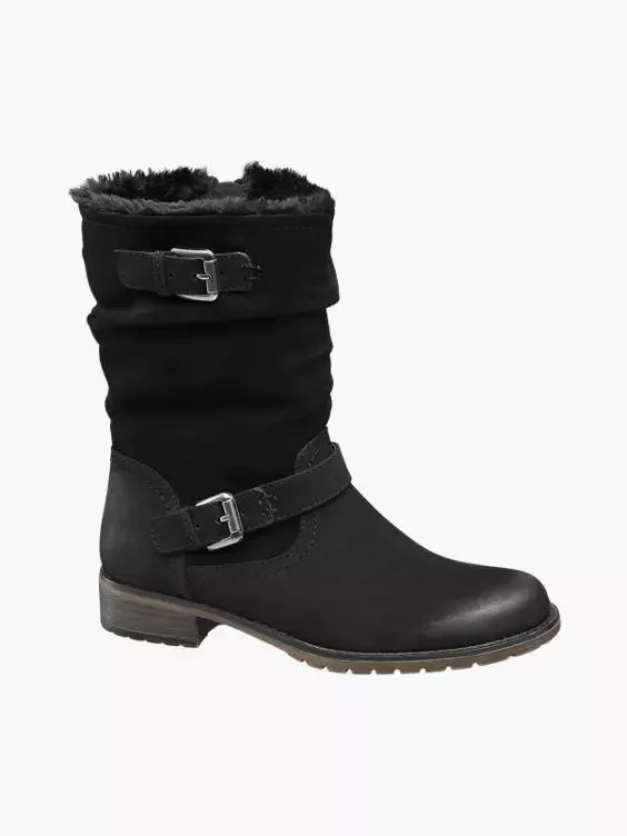 Black Warm Lined Mid Cut Boots
