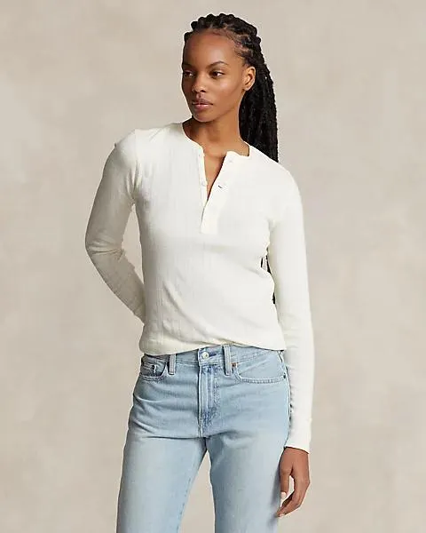 Knit Cotton Henley Shirt