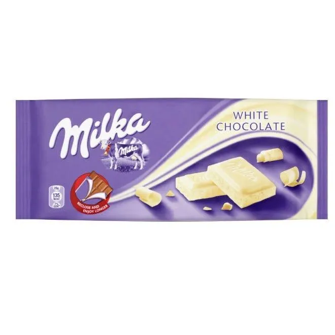 Milka White Chocolate Bar, 100g