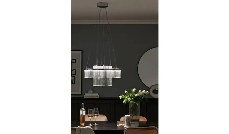 Habitat Yang 2 Tier LED Glass Chandelier - Chrome