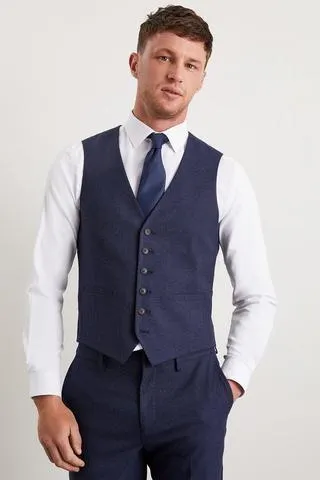 Slim Fit Navy Marl Waistcoat