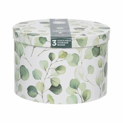 WHSmith Eucalyptus Circular Nested Storage Boxes