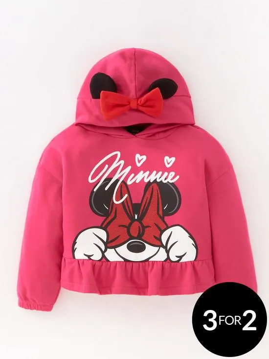Disney Minnie Mouse Frill Hood Detail Hoodie - Pink