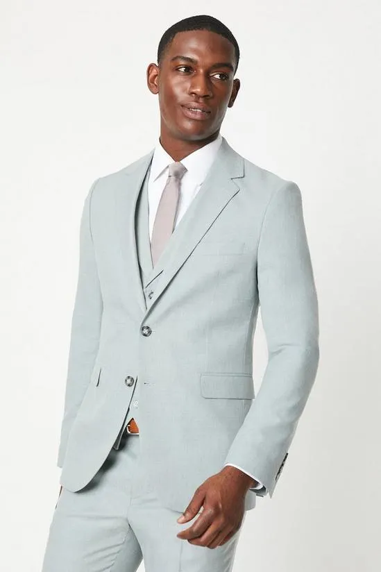 Light Turquoise Twill Weave Suit Blazer