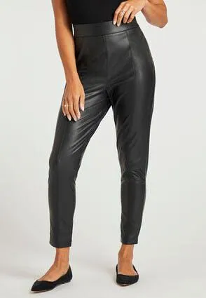 Womens Black PU Zip Leggings
