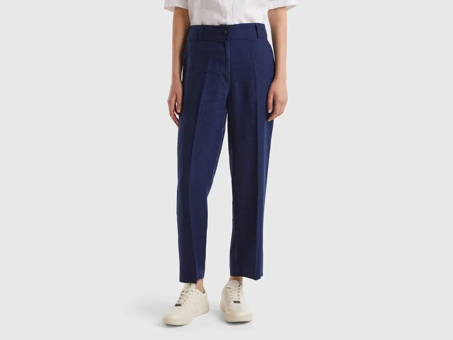 Straight trousers in pure linen