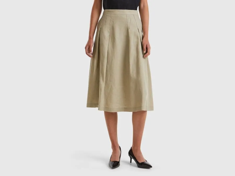 Midi skirt in pure linen