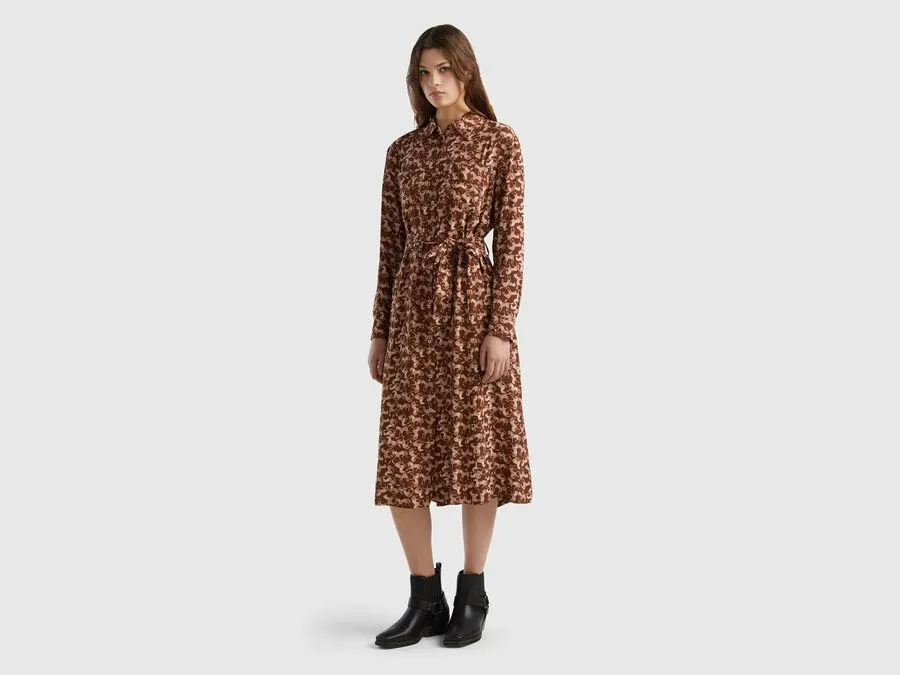 Shirt dress with horse print
