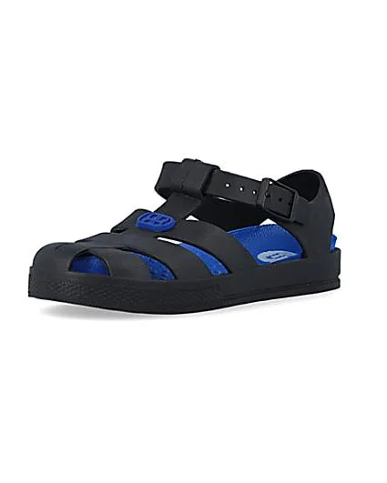 Boys black caged jelly sandals