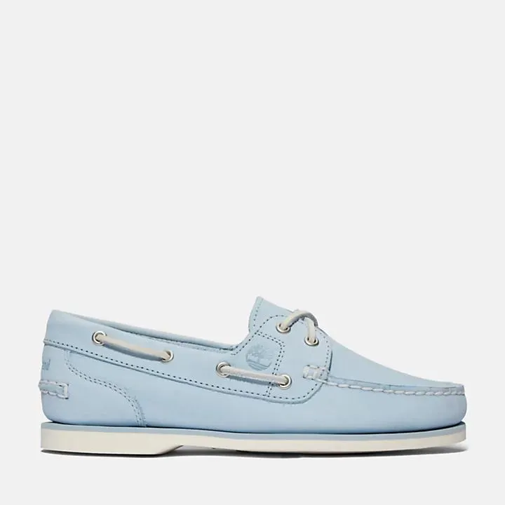 Classic Leather Boat Shoe for Women in Light Blue