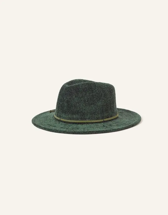 Chenille Packable Fedora Green