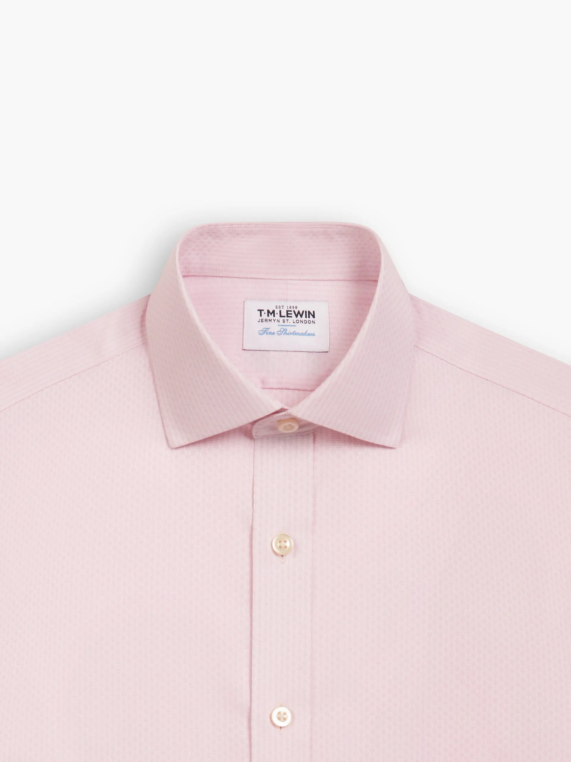 Non-Iron Pink Brick Geometric Dobby Super Fitted Single Cuff Classic Collar Shirt