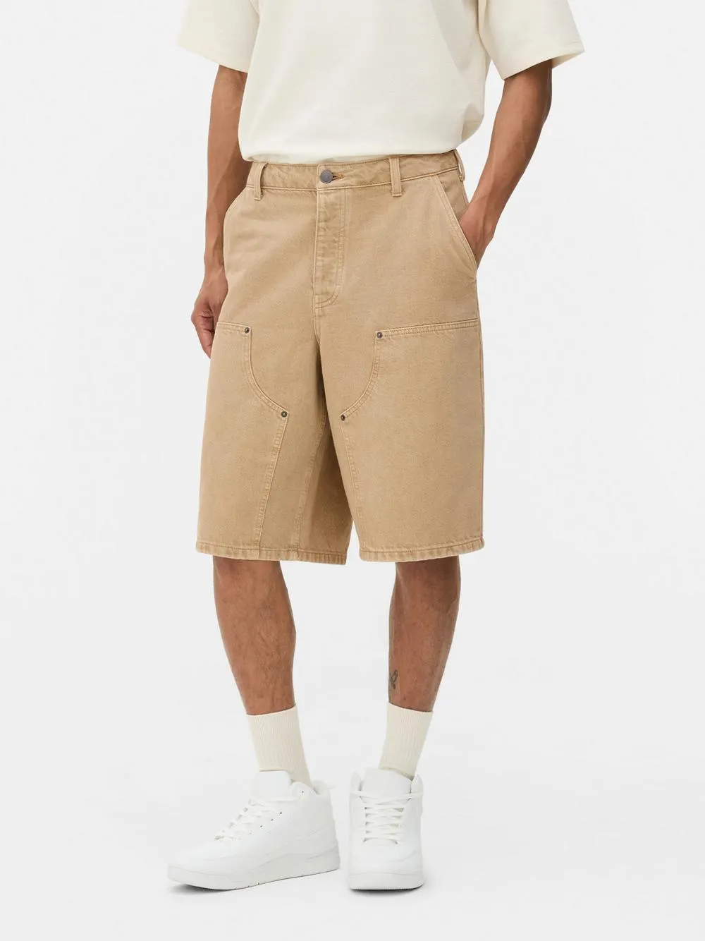 Denim Knee Panel Shorts