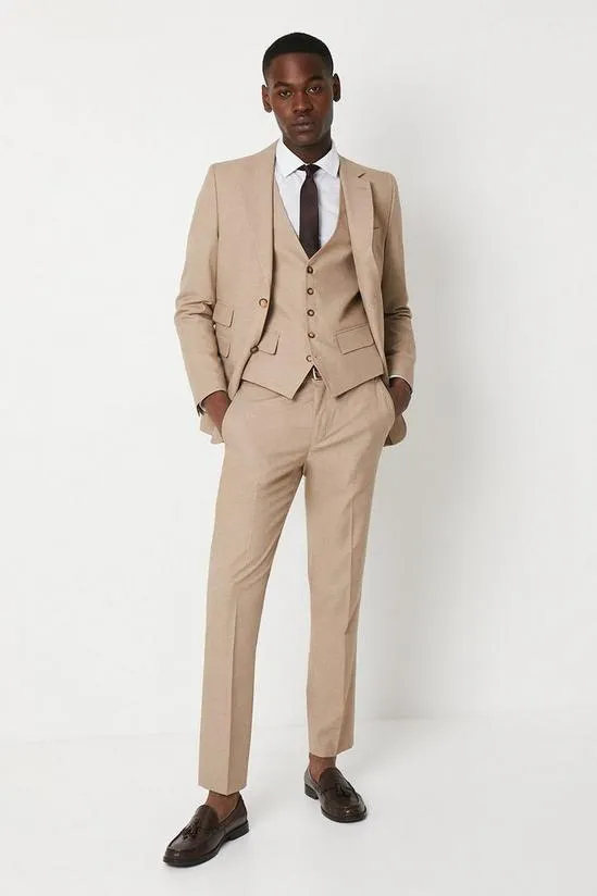 Slim Fit Neutral End On End Suit Trouser