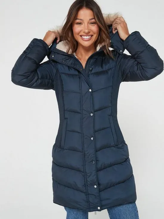 Waist Detail Padded Coat