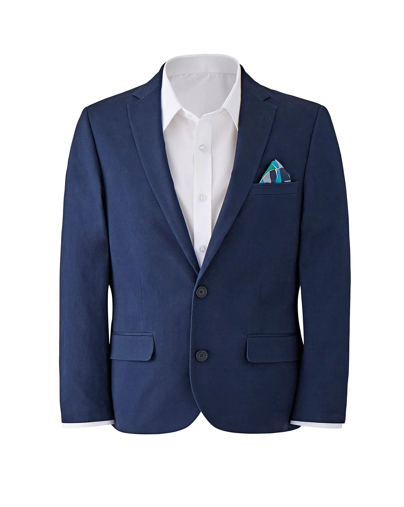 W&B London Navy Slim Fit Cotton Stretch Suit Jacket Regular