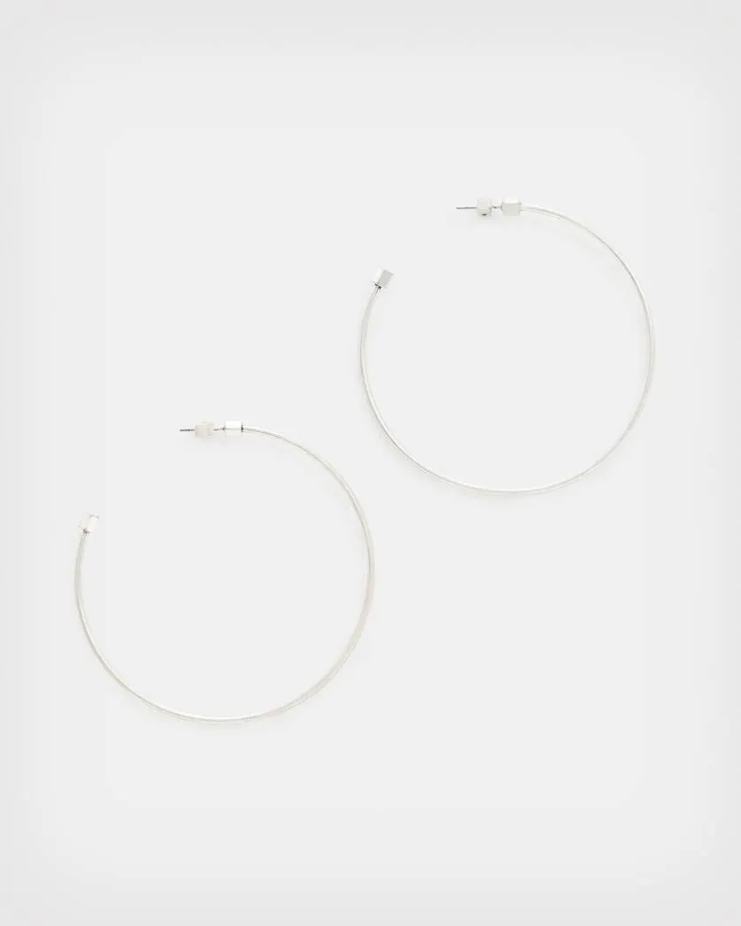 Skinny Silver Tone Hoop Earrings