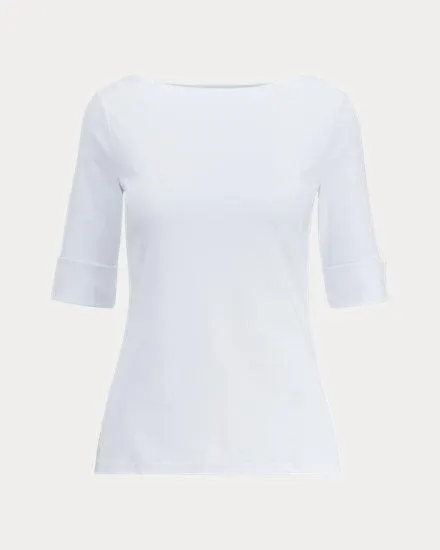 Stretch Cotton Boatneck Tee