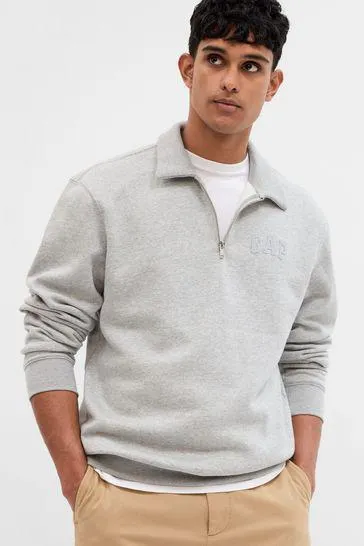 Mini Arch Logo Half-Zip Up Long Sleeve Sweatshirt