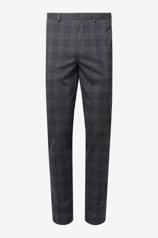 Slim Fit Burgundy Retro Check Suit Trouser