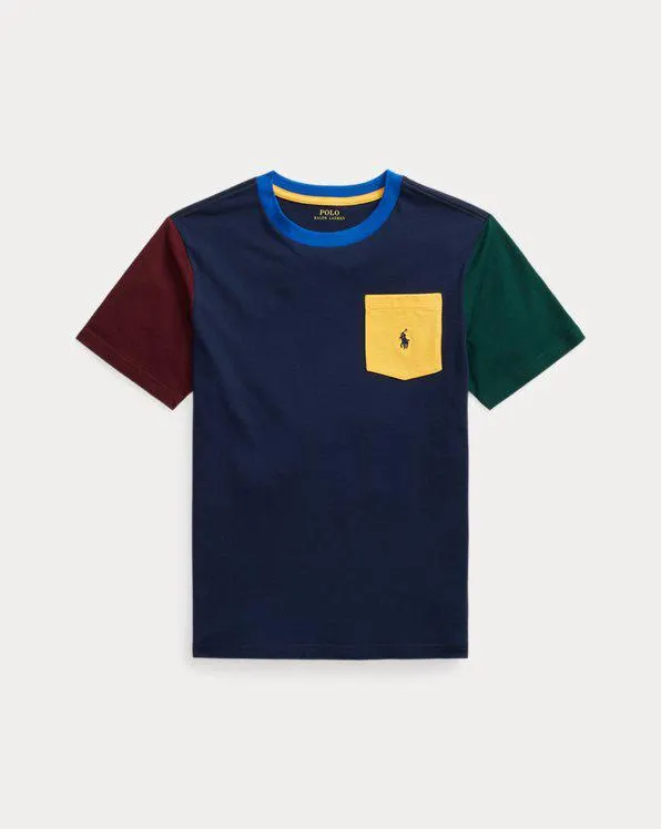 Colour-Blocked Cotton Pocket T-Shirt